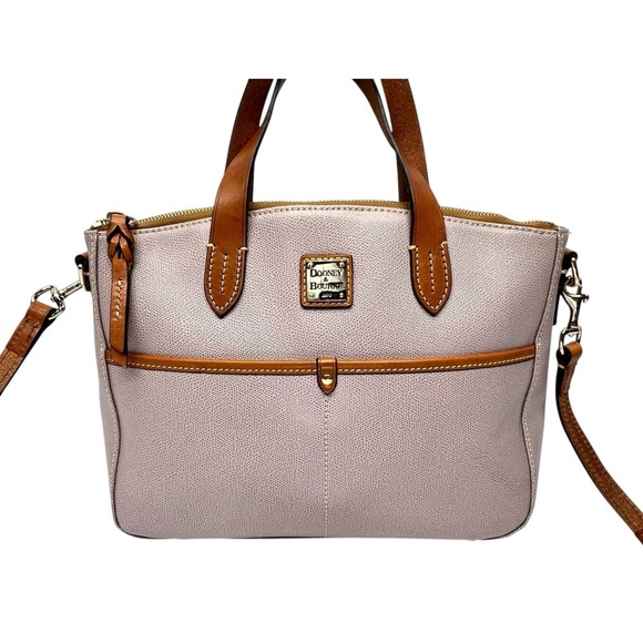Dooney & Bourke Handbags - Dooney & Bourke Pebble Leather Daniella Tote Zip Purple Shoulder Bag Stitched
